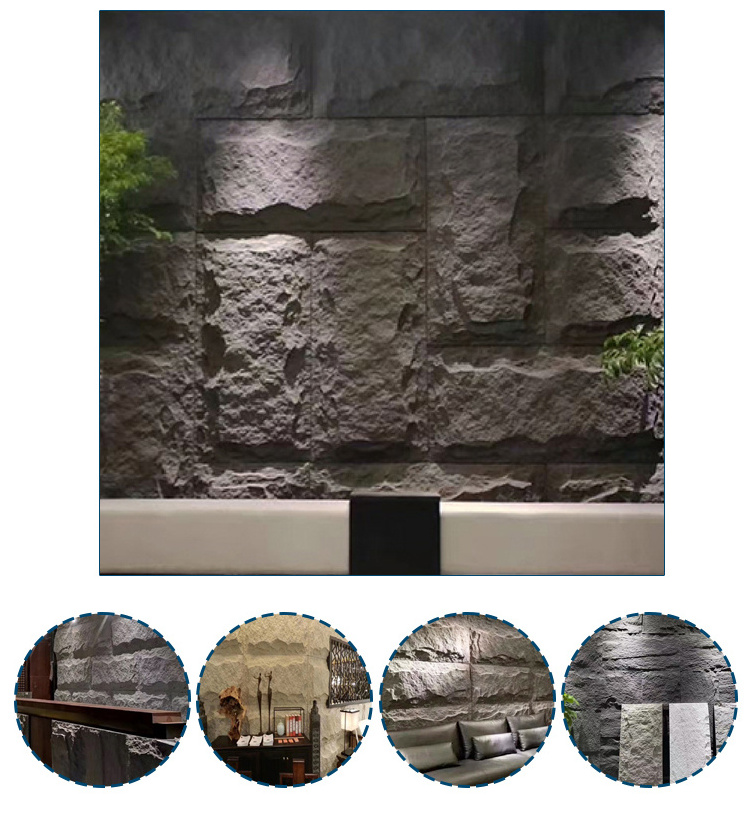 Exterior PU stone slab manufacturing large slab PU mushroom stone wall panel polyurethane PU rock