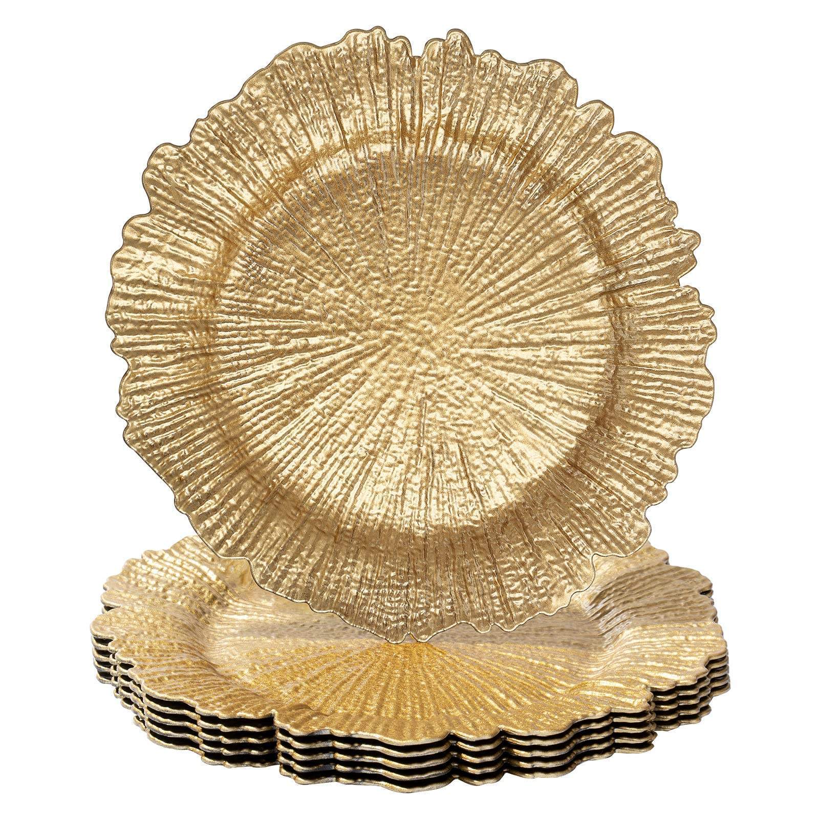 Fashion Irregular Compote Banquet Plate 13 inches Gold Plastic Charger Plates for Dinner Plates, Wedding