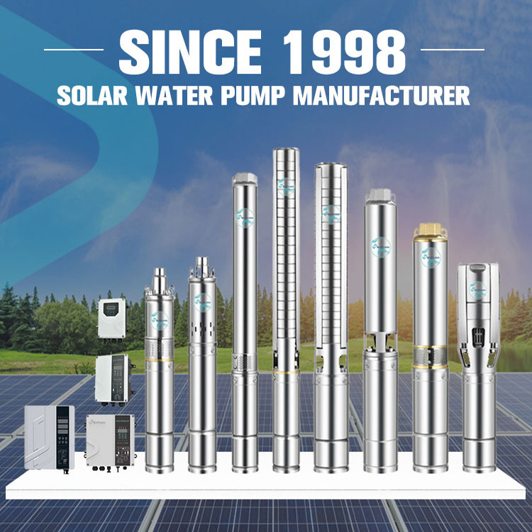 Bombas Solares De Agua Para Pozos 280V 2200W 3Hp 175M Head Stainless Steel Solar Pump Deep Well Submersible Water Pump Set