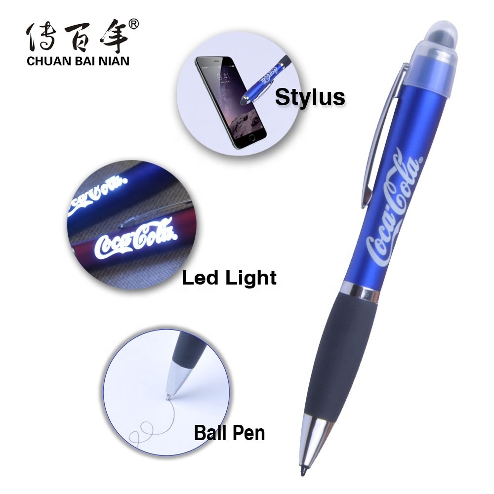 High Quality Promotional Gift LED Light Up Touch Screen Pen Custom Laser Logo Stylus Ballpoint Pen