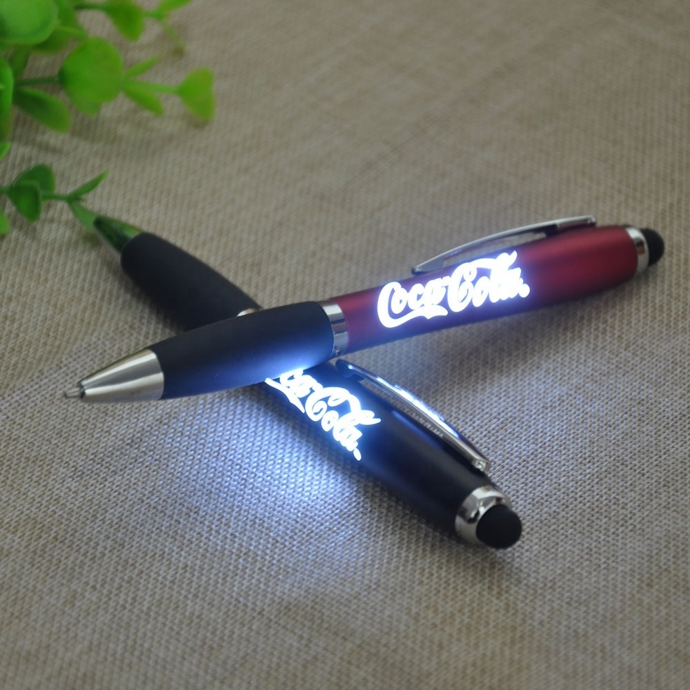 Hot sales promotional gift multifunctional led flash light stylus pen with keychain and phone holder