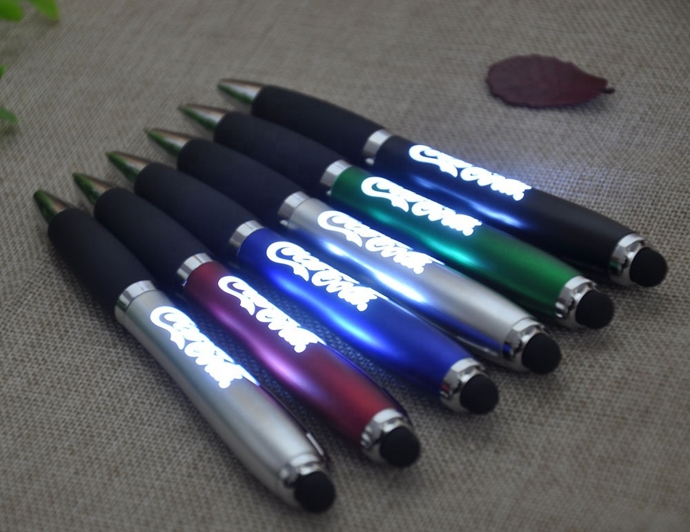 High Quality Promotional Gift LED Light Up Touch Screen Pen Custom Laser Logo Stylus Ballpoint Pen