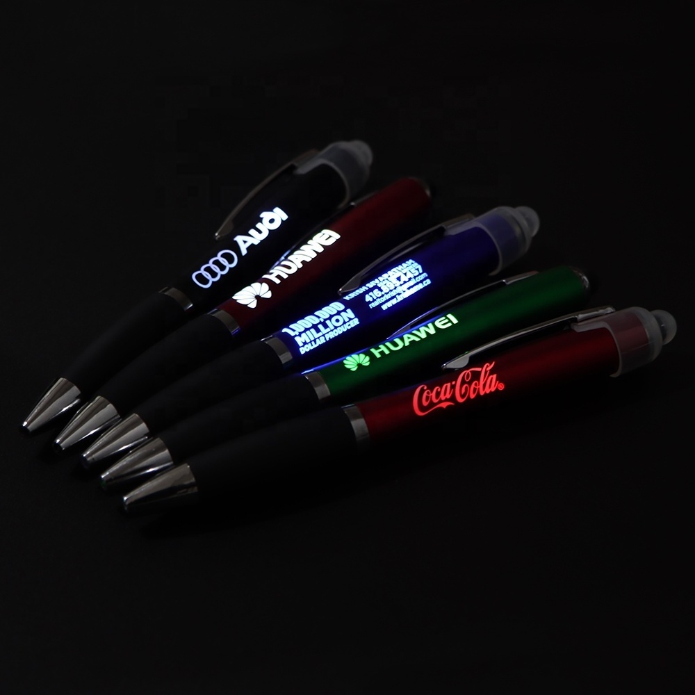 High Quality Promotional Gift LED Light Up Touch Screen Pen Custom Laser Logo Stylus Ballpoint Pen