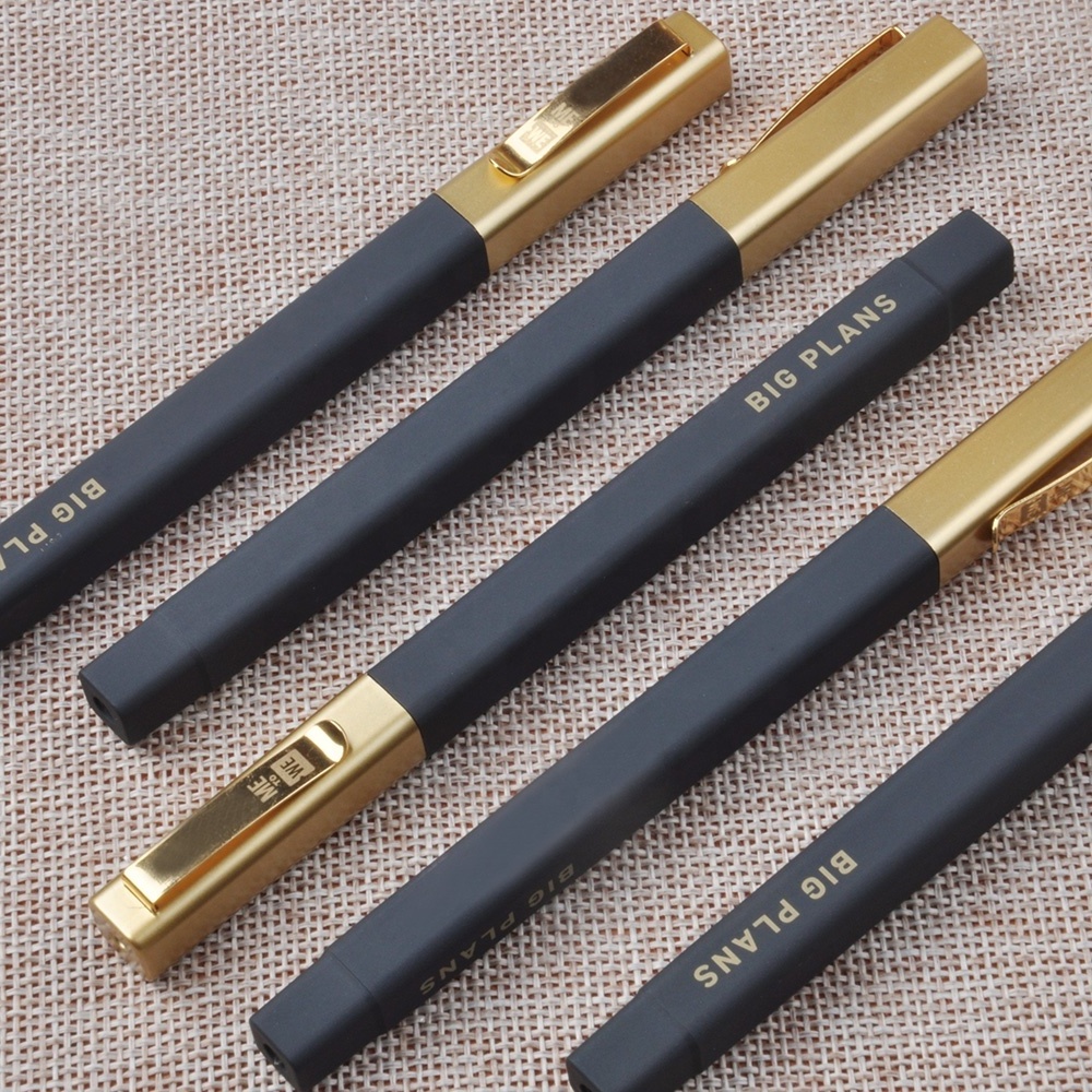 High quality luxury gold clip rubber square hotel ball pen with custom logo