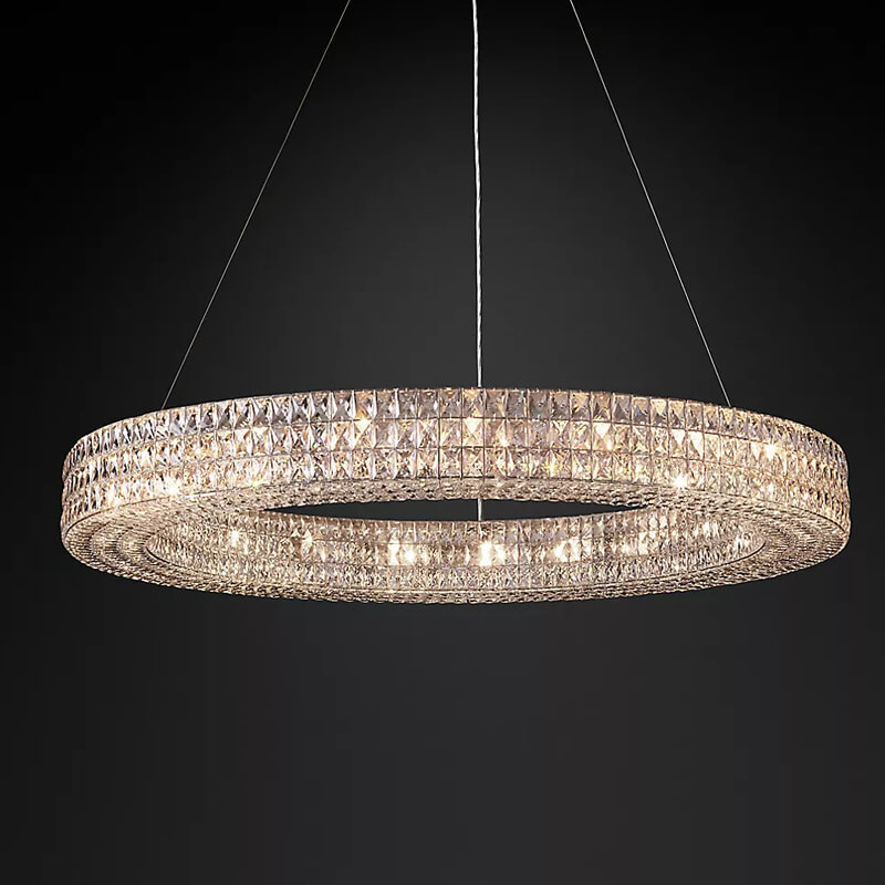 Rectangle Rustic Crystal Pendant Light Farmhouse Kitchen Island Living Room Dining Room Restaurant Chandelier Modern