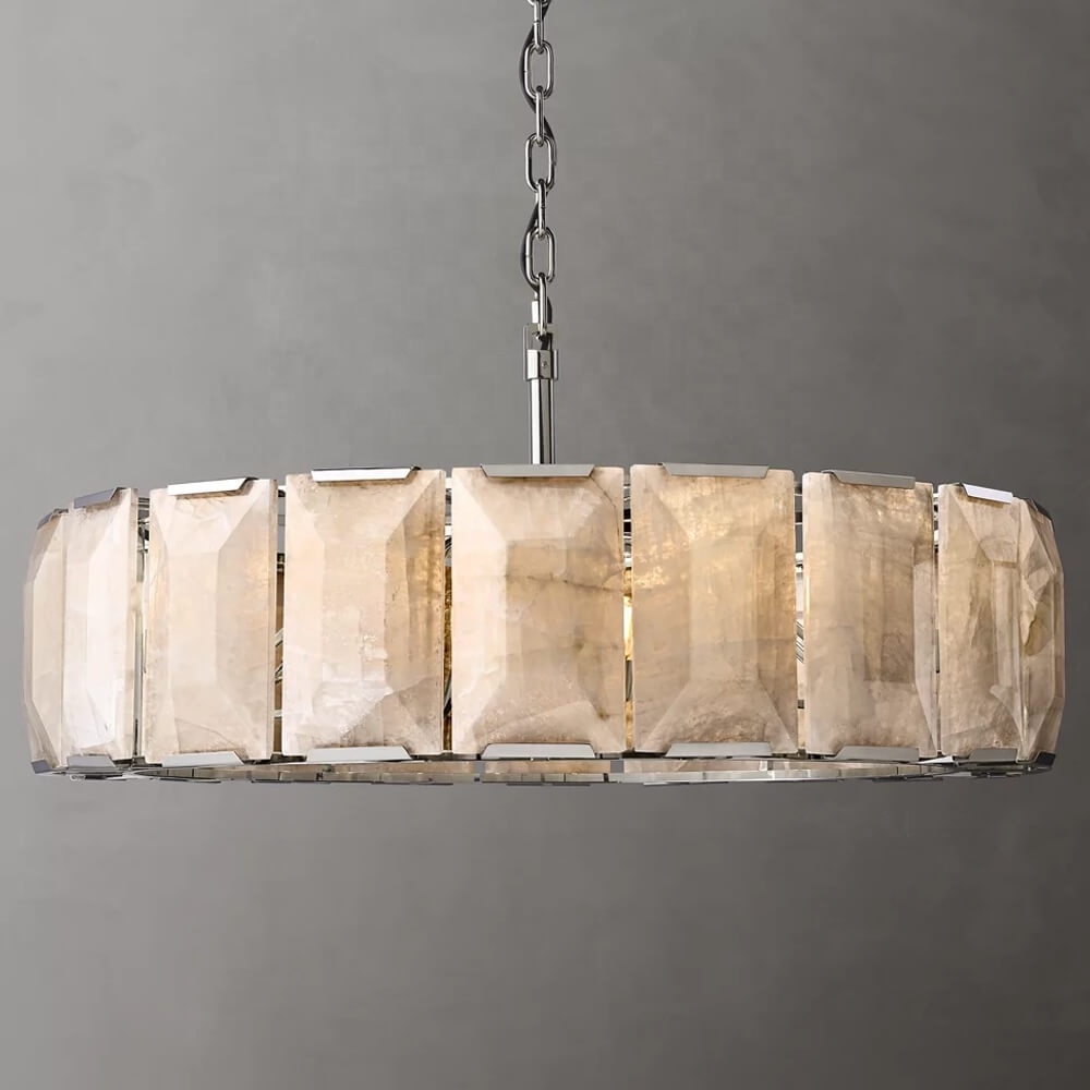 American Harlow round chandelier luxury brass alabaster chandelier for living room