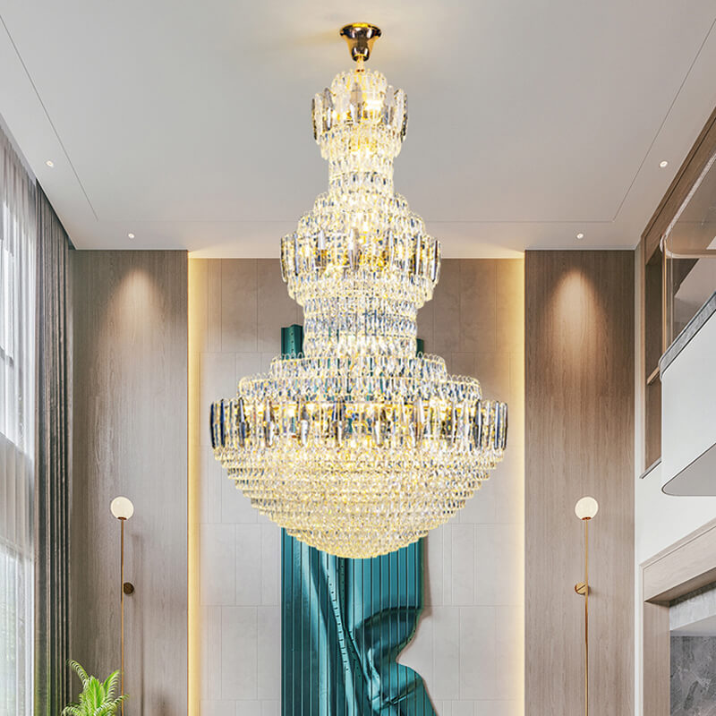 Big Modern Crystal Chandelier European Style Hall foyer hotel gold crystal chandelier light fixtures modern