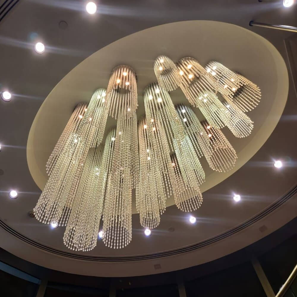 Luxury Hallway Corridor Hanging Lighting Fixtures Crystal Ceiling Lamp Custom Hotel Lobby Chandelier