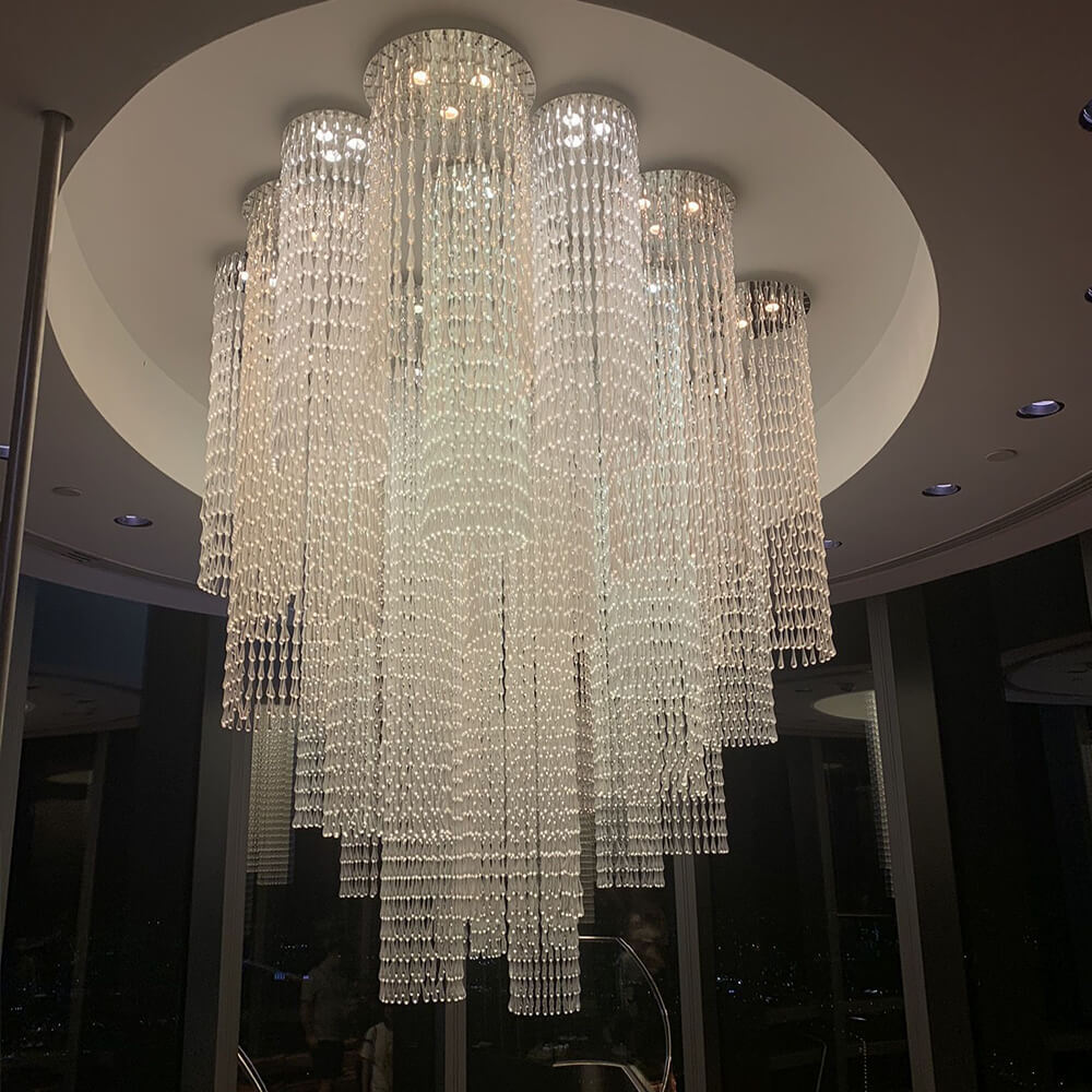 Luxury Hallway Corridor Hanging Lighting Fixtures Crystal Ceiling Lamp Custom Hotel Lobby Chandelier