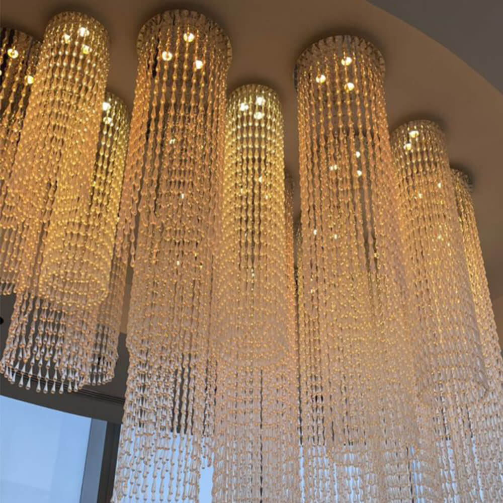 Luxury Hallway Corridor Hanging Lighting Fixtures Crystal Ceiling Lamp Custom Hotel Lobby Chandelier