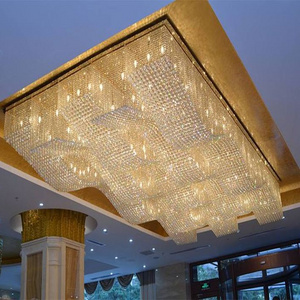 Large crystal lamp villa living room ceiling lamp customized hotel lobby banquet hall engineering crystal flush mount chandelier