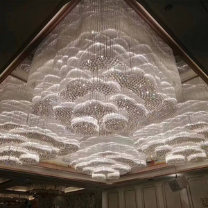 Grand hotel crystal chandelier custom project big rectangular flush mount k9 crystal chandelier