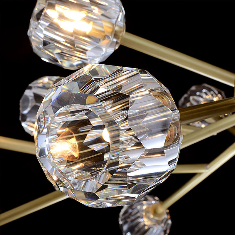 6-Light Gold Chandelier Solid Brass Sputnik Pendant Light Modern Crystal Ball Chandelier For Home Decor Luxury