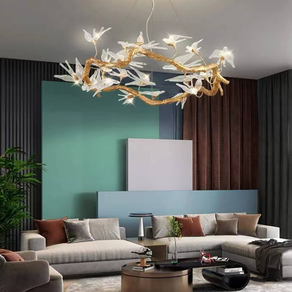 SHOWSUN designers Creative modern decorative round branch chandelier bird glass dining light modern chandelier