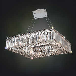 Square luxury chrome low ceiling crystal chandelier for dining room living room