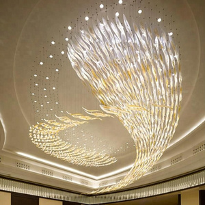 Restaurant Lustre Glass Chandelier Custom Pendant Lighting fixture for Hotel Lobby Foyer Decoration