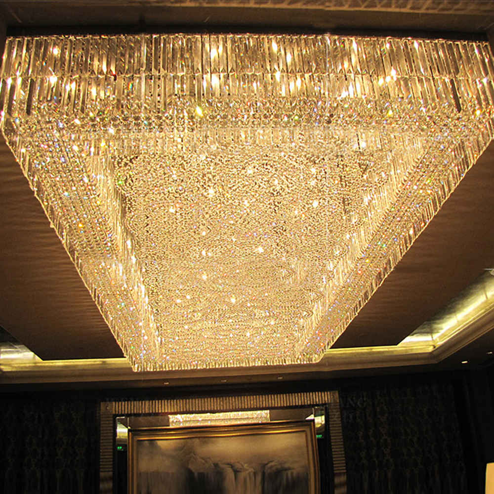 custom hotel extra large luxury crystal metal pendant chandelier crystal ceiling light for project