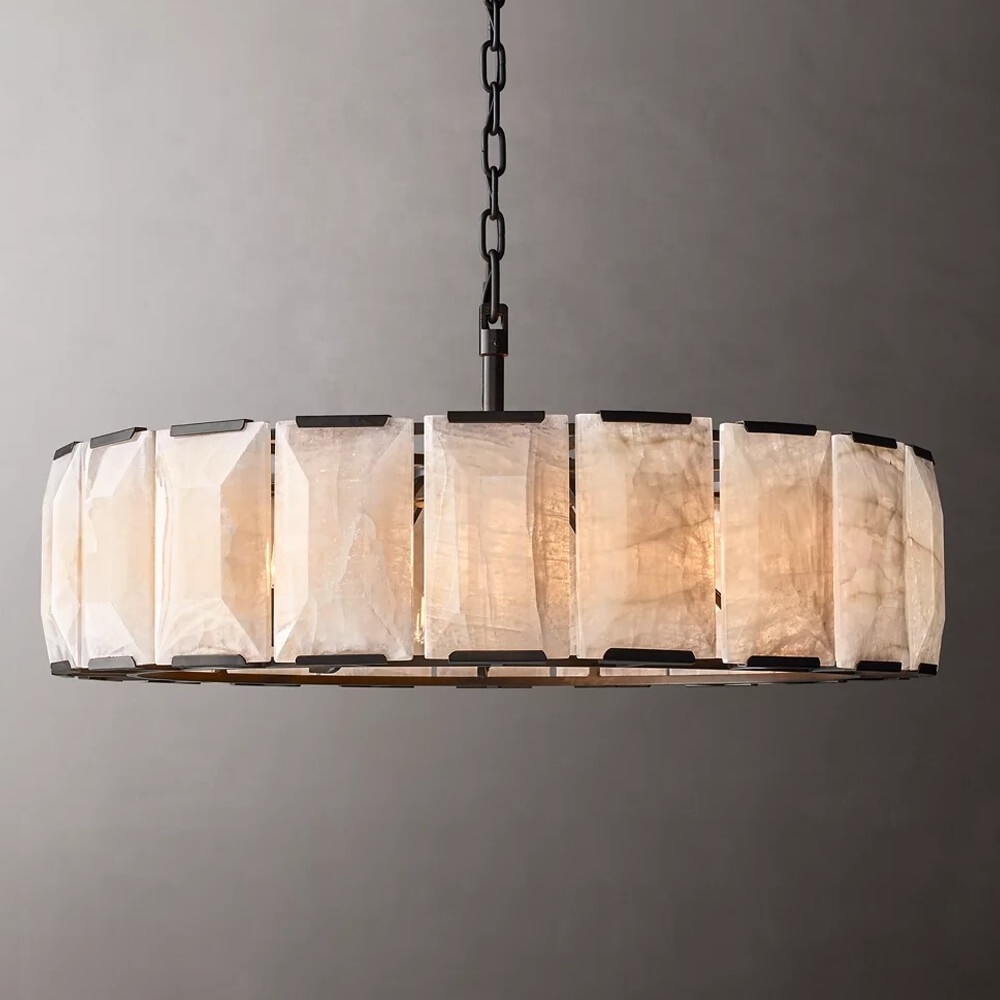 American Harlow round chandelier luxury brass alabaster chandelier for living room