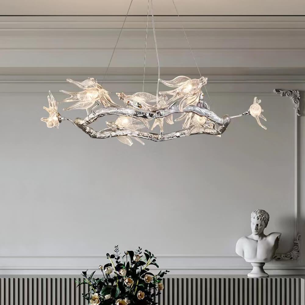 SHOWSUN designers Creative modern decorative round branch chandelier bird glass dining light modern chandelier