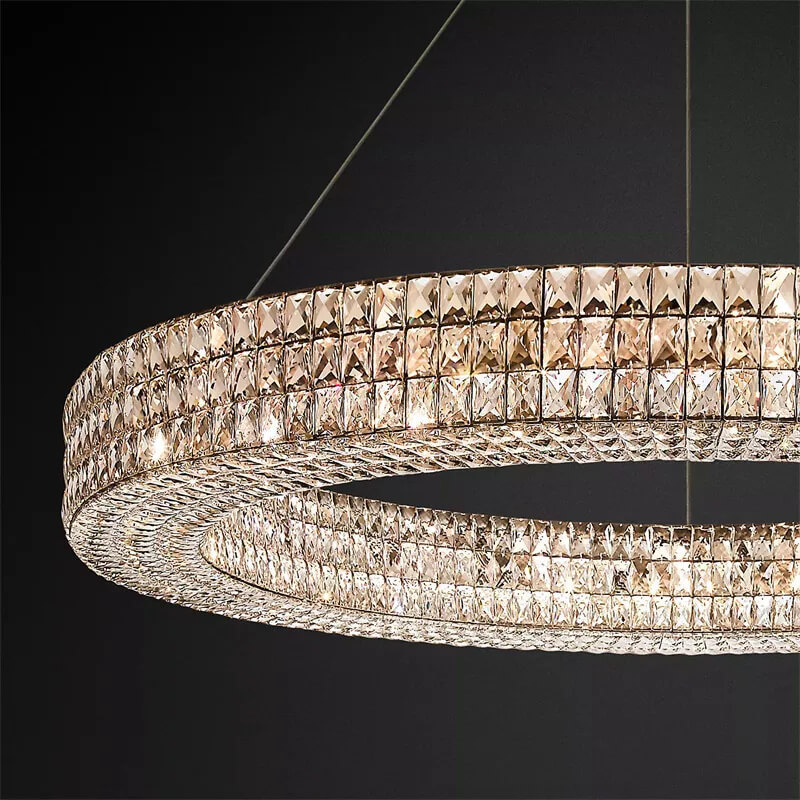 Rectangle Rustic Crystal Pendant Light Farmhouse Kitchen Island Living Room Dining Room Restaurant Chandelier Modern