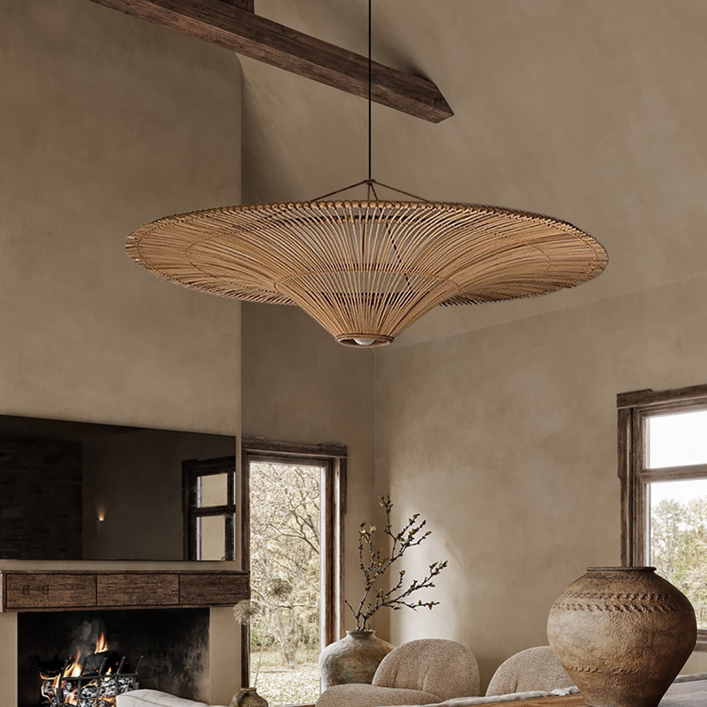 Large Modern Rattan Pendant Light Ceiling Lampshade 100CM Oversized Chandelier