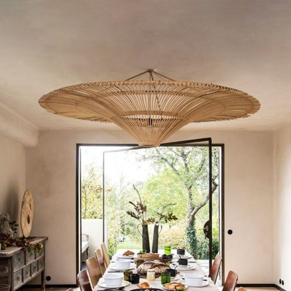 Large Modern Rattan Pendant Light Ceiling Lampshade 100CM Oversized Chandelier