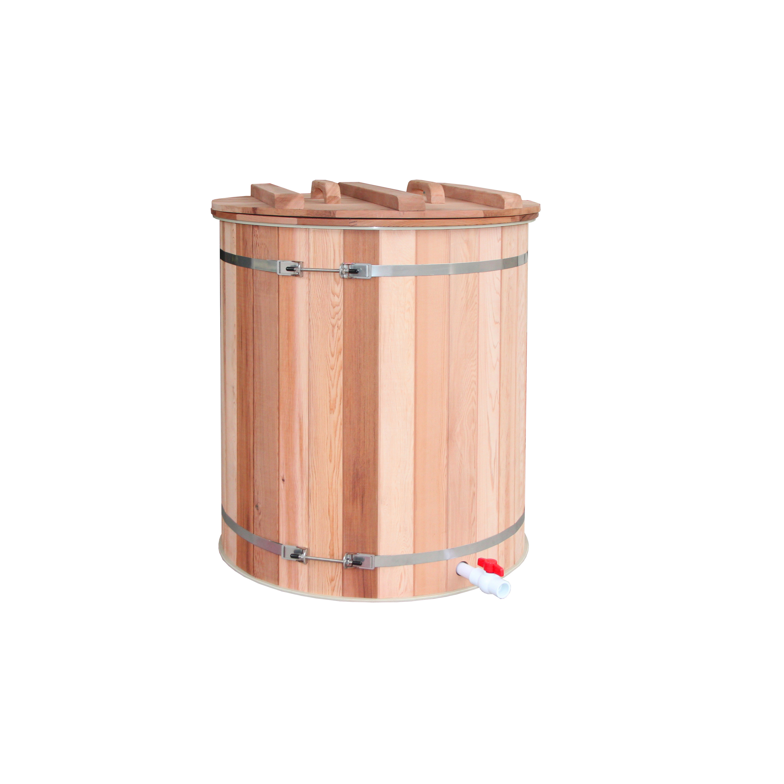 red cedar 1 person cold plunge with chiller and stainless steel inner