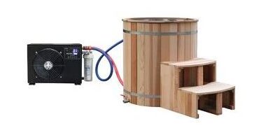 red cedar 1 person cold plunge with chiller and stainless steel inner