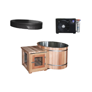 WIFI Controlled Wooden Cold Plunge Ice Bath Tub with Chiller and 304 Stainless Steel Liner