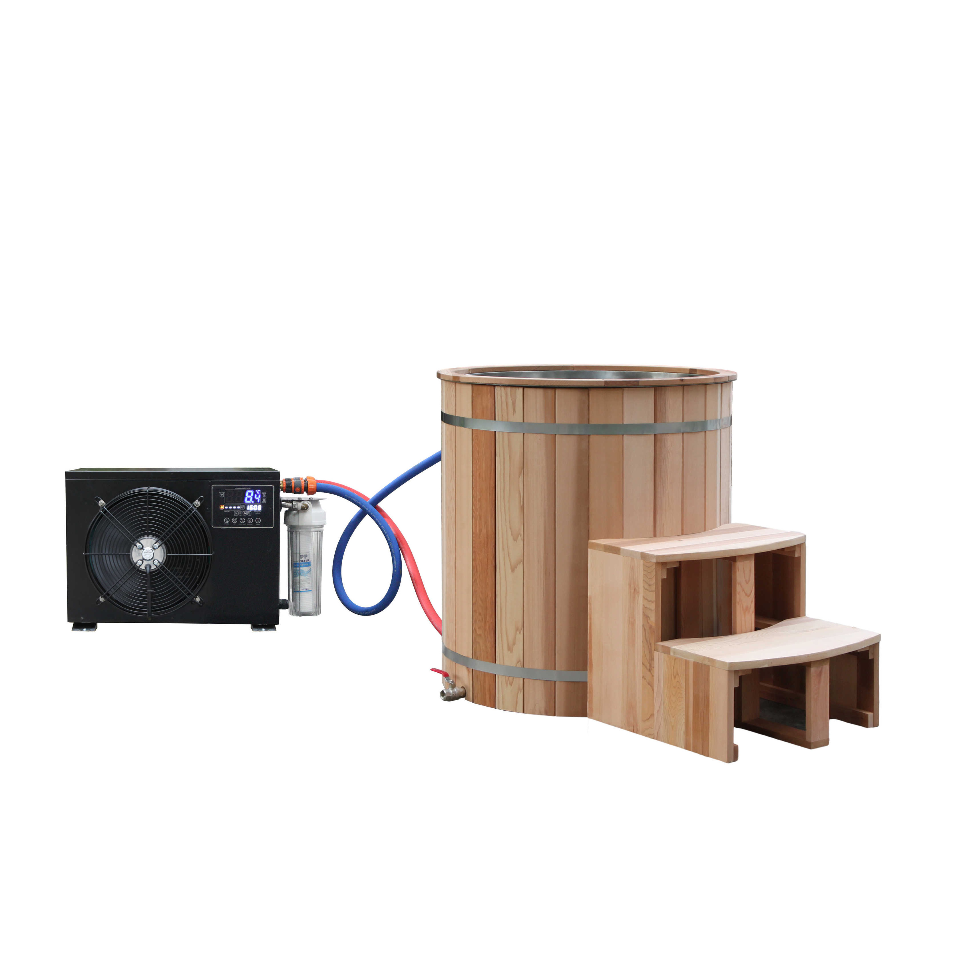 Wooden Cedar/New Zealand   Ice Barrel Cold Plunge Ice Bath Tub Manufacturer Cold Plunge With Chiller