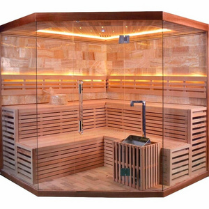 Luxury Traditional 5-6 person himalayan salt dry sauna commercial