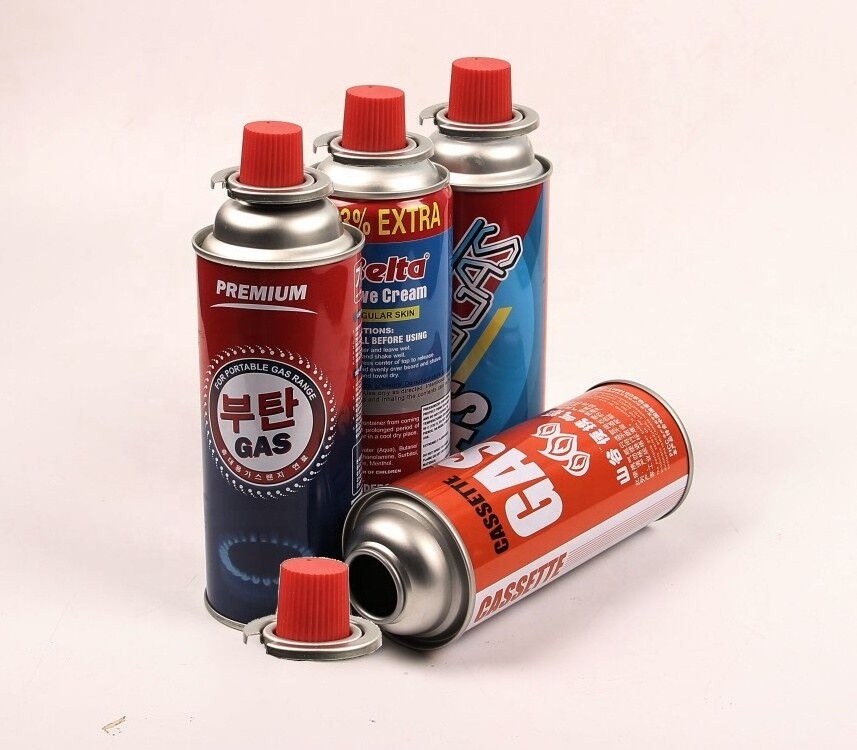 Manufacturer portable refill tin empty 227g refillable aerosol camping butane gas cartridge can