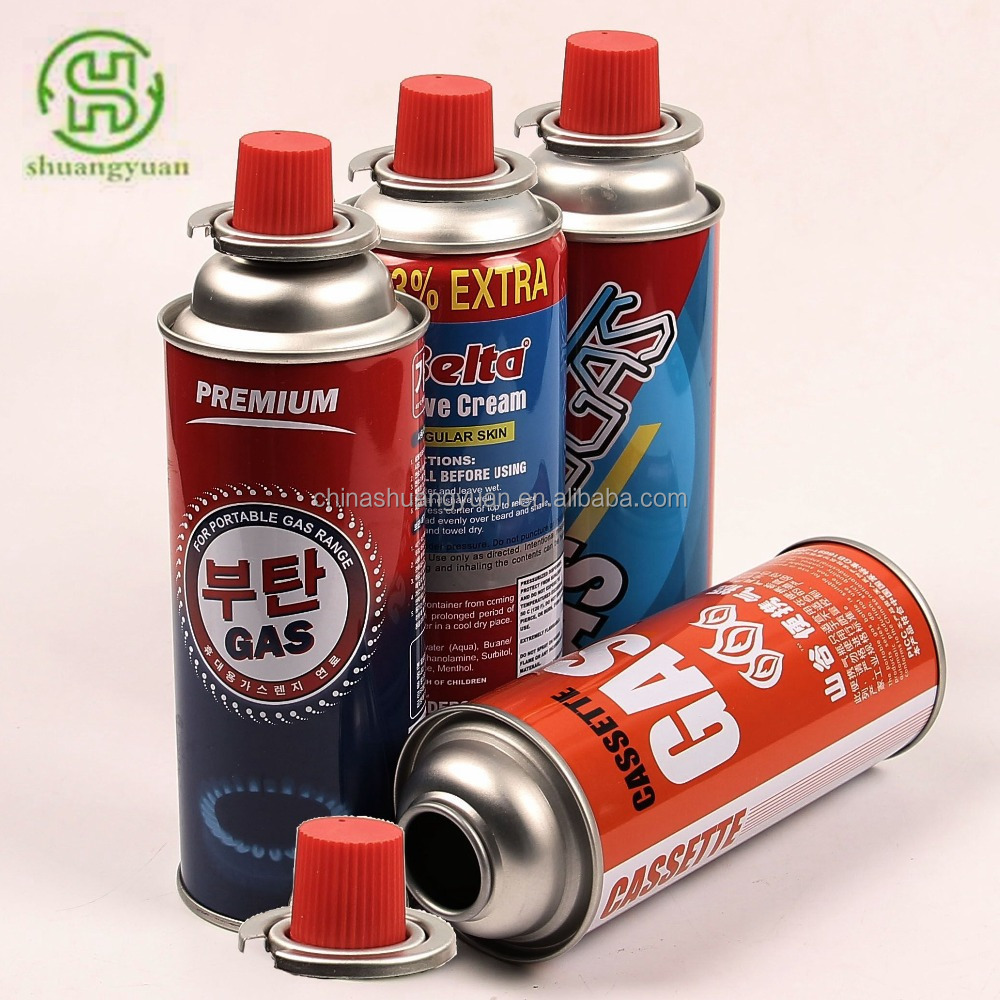 empty Butane gas cartridge and butane gas can