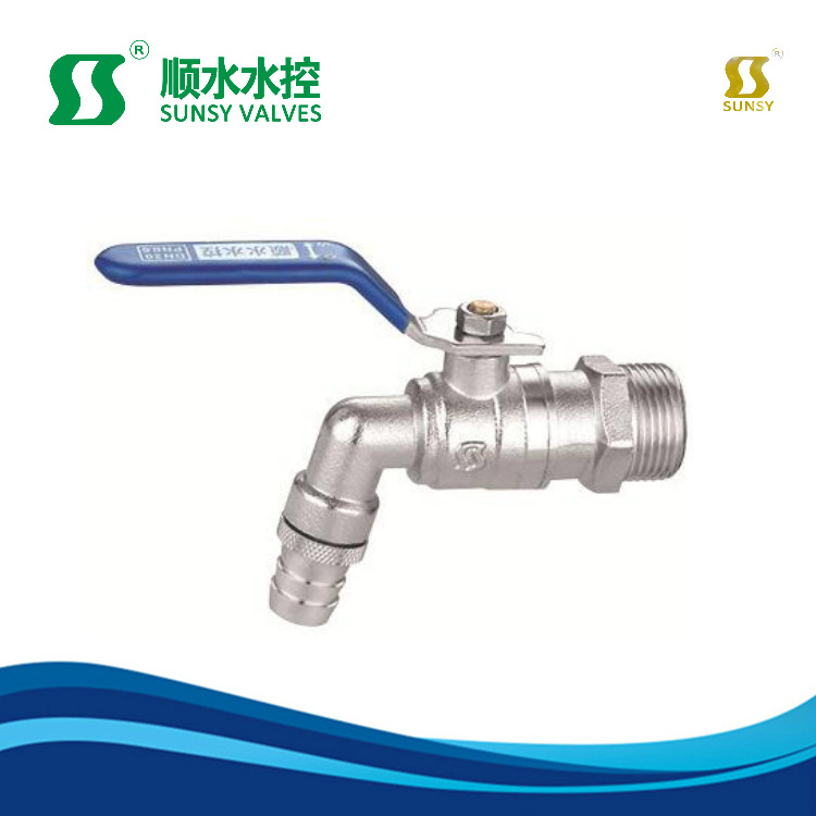 China Yuhuan shunshui sunsy factory BSP NPT SS10010 nickle plated brass taps water tap bibcock faucet for kitchen