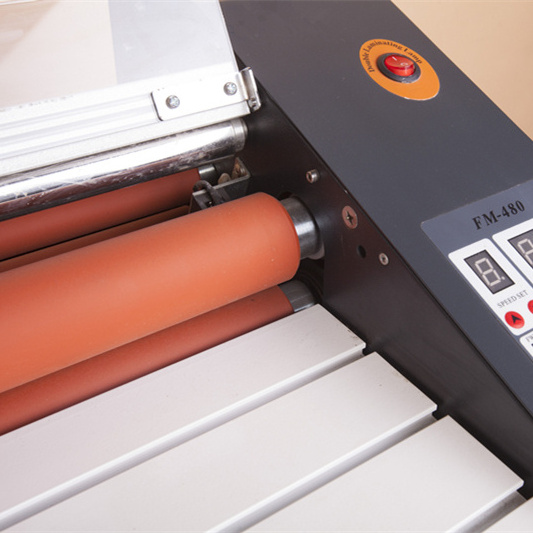 FM480 Single and Double Sides Hot/Cold Roll Laminator Laminating Machine With Stand