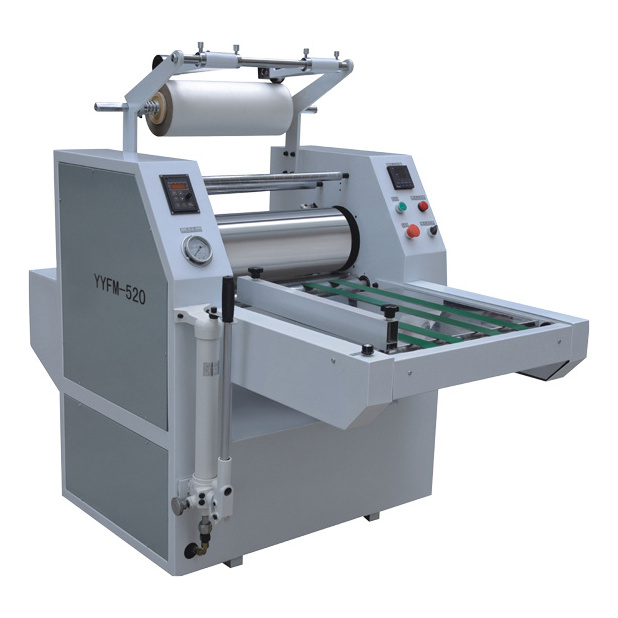 SG-YYFM520 Heavy Duty A2 Size Laminating Machine Hydraulic Oil Heating With Rewinding Function Roll To Roll Laminating Machine