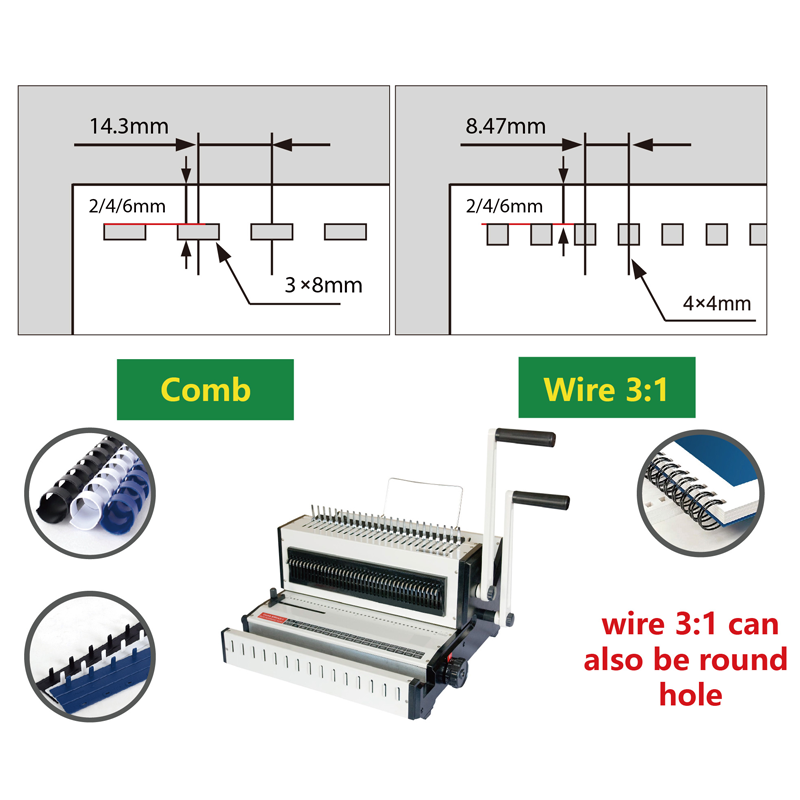 Multi-function 2 IN 1 Binder CW2016 Plastic Comb and Wire O Book Binding Machine Price