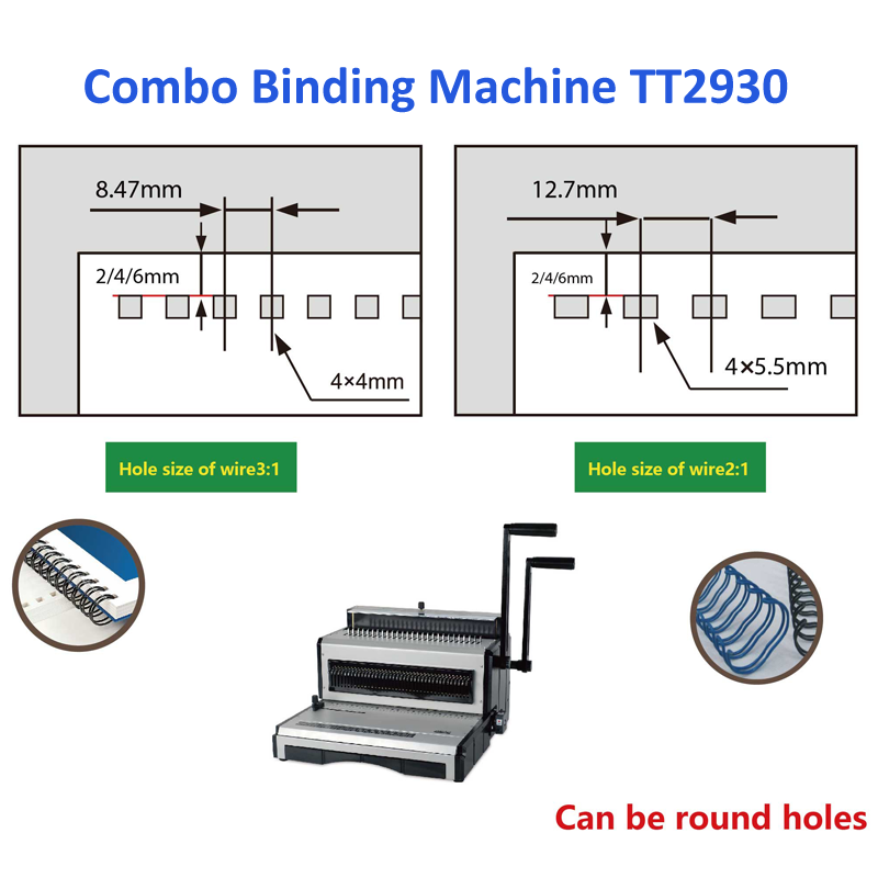 TT2930 Heavy Duty Multi Functions Combo Wire O Calendar Binding Machine Price