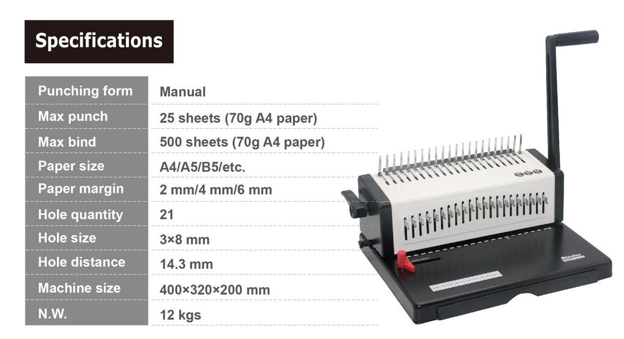 SG-S218A Hot Selling Comb Binding Machine Low Price Comb Binder A4 Size Plastic Comb Binder