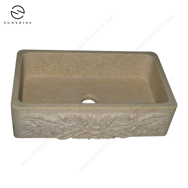 Cream Marble single bowl Farm Sink