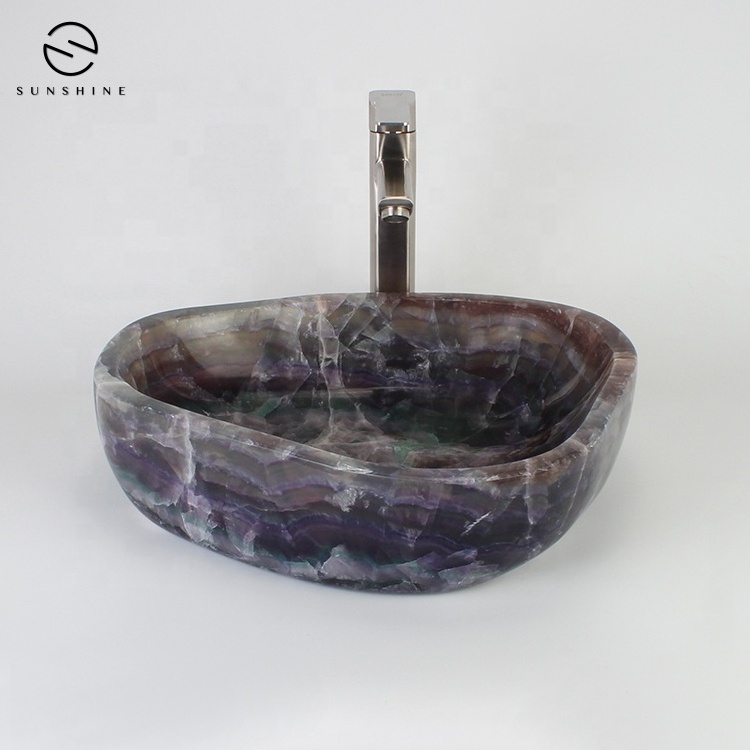 New Design Natural Purple Onyx Bathroom Sinks Onyx Wash Basin Amethyst Sink