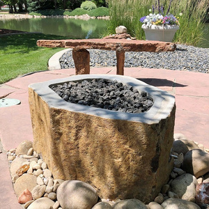 Fire Pit Outdoor Fireplace Fire Table Outdoor, River Stone Rock Patio Garden Propane Gas Smokeless Outdoor Tabletop Fire Pit