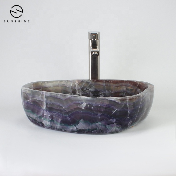 New Design Natural Purple Onyx Bathroom Sinks Onyx Wash Basin Amethyst Sink