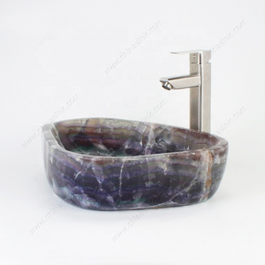 Natural Purple Gemstone Bathroom Basin Luxury Amethyst Stone Sink Bowl