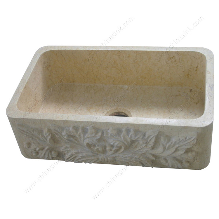 Cream Marble single bowl Farm Sink