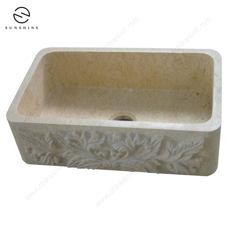 Cream Marble single bowl Farm Sink