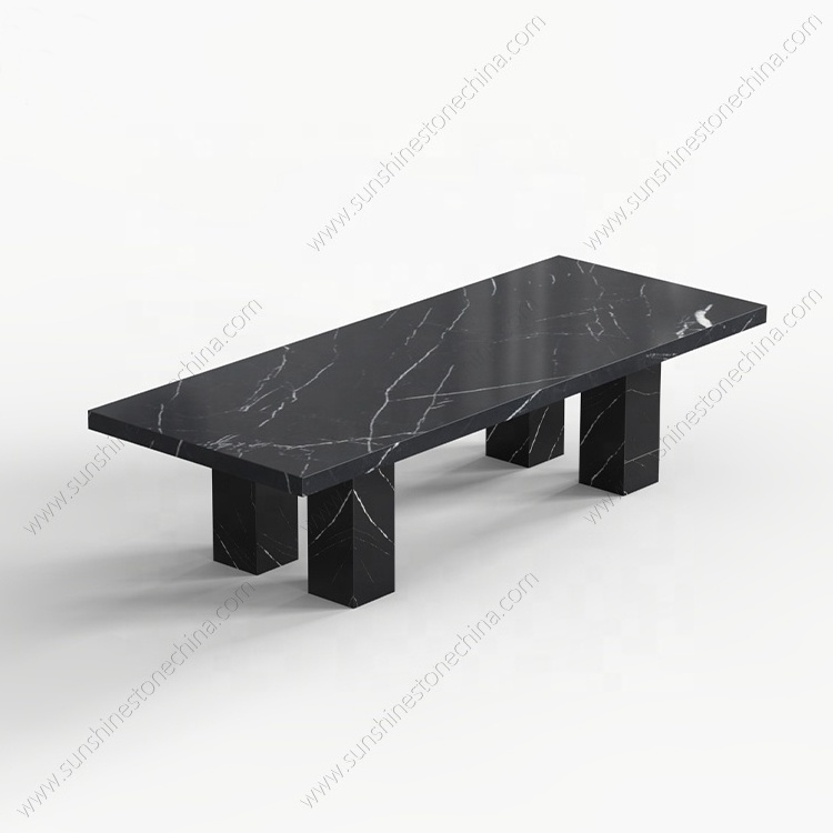 Factory Direct Rectangular Dining Table Customized Contemporary Black Marble Dining Large Table