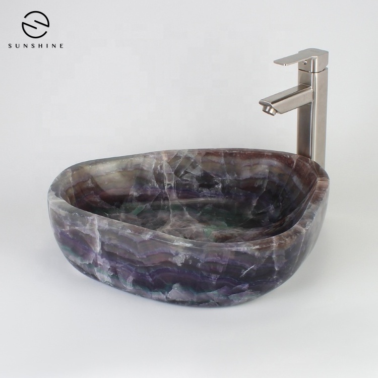 Natural Purple Gemstone Bathroom Basin Luxury Amethyst Stone Sink Bowl