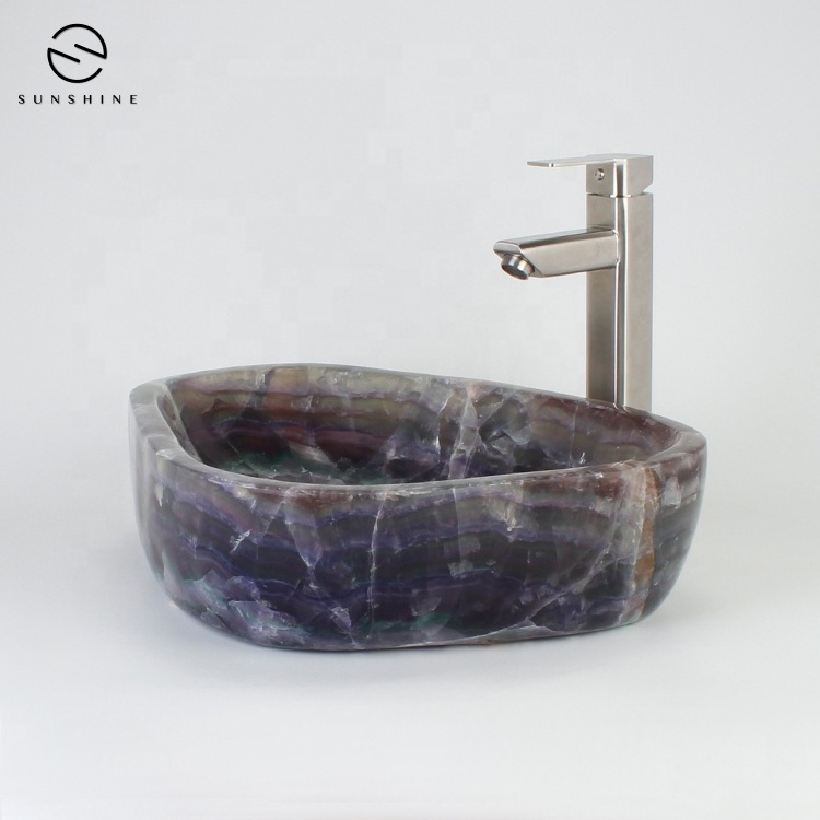 New Design Natural Purple Onyx Bathroom Sinks Onyx Wash Basin Amethyst Sink