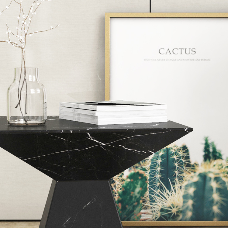 Wholesale Black Marble 2-piece Coffee Table Set Floor Standing Square Marble High Cocktail Table